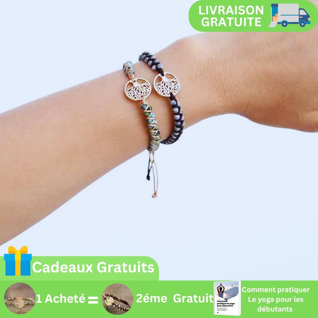 Turquoise Africaine et ONYX ™ | BRACELET TRÉSSÉ - Chakra - Sérénité